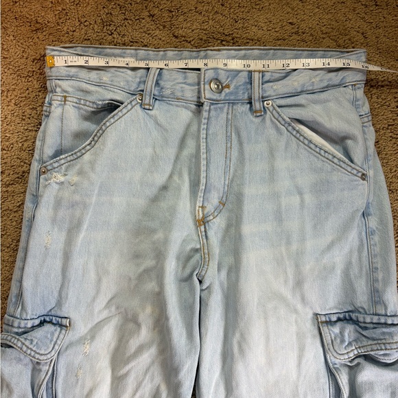 Zara Men's 31 Light Blue Relaxed Cargo Jeans - Picture 6 of 9